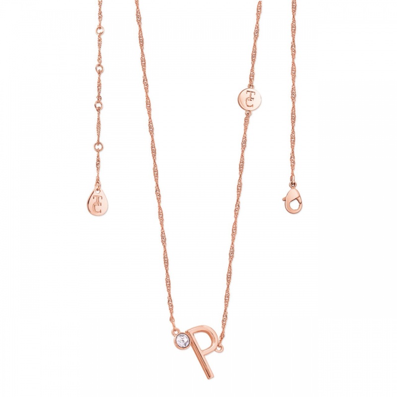 Tipperary Crystal Letter 'P' Pendant Rose Gold